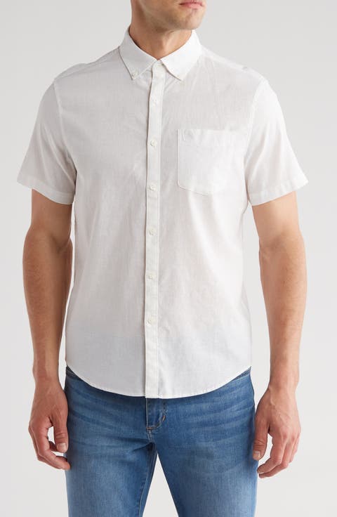 Stretch Linen Blend Short Sleeve Shirt