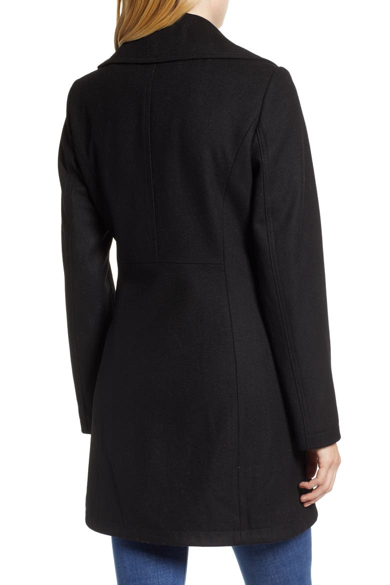 Asymmetrical Zip Wool Blend Coat, Alternate, color, BLACK