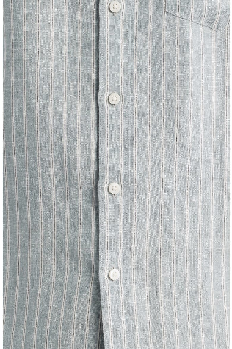 Pinstripe Linen Button-Up Shirt, Alternate, color, BLUE SPRUCE CLIFF STRIPE