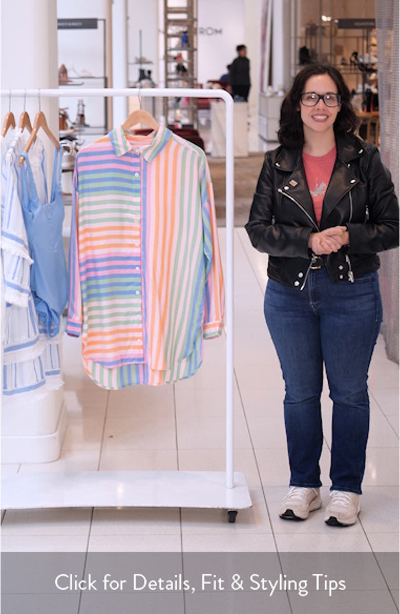 Dreambound Oversize Stripe Cover-Up Shirt, sales video thumbnail