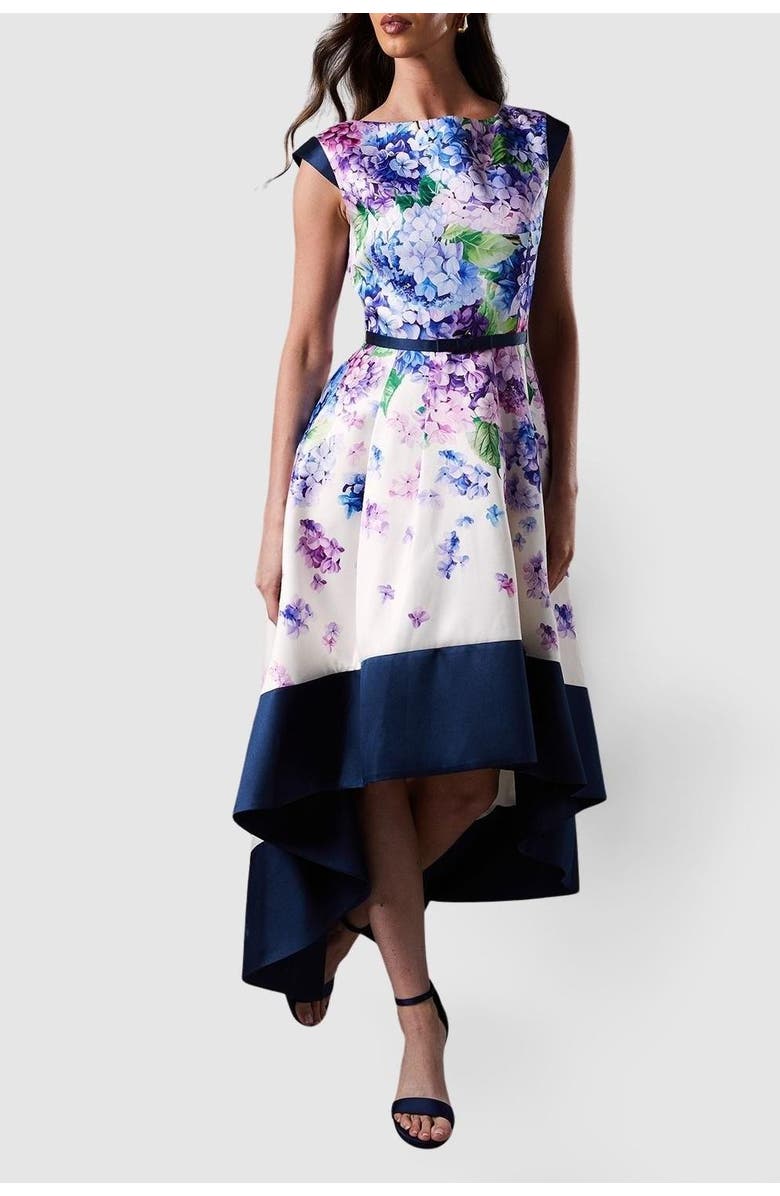 Coast Twill Hi-Lo Floral Midi Dress, Alternate, color, Multi