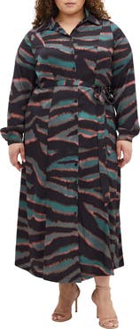 City Chic Untamed Long Sleeve Shirtdress