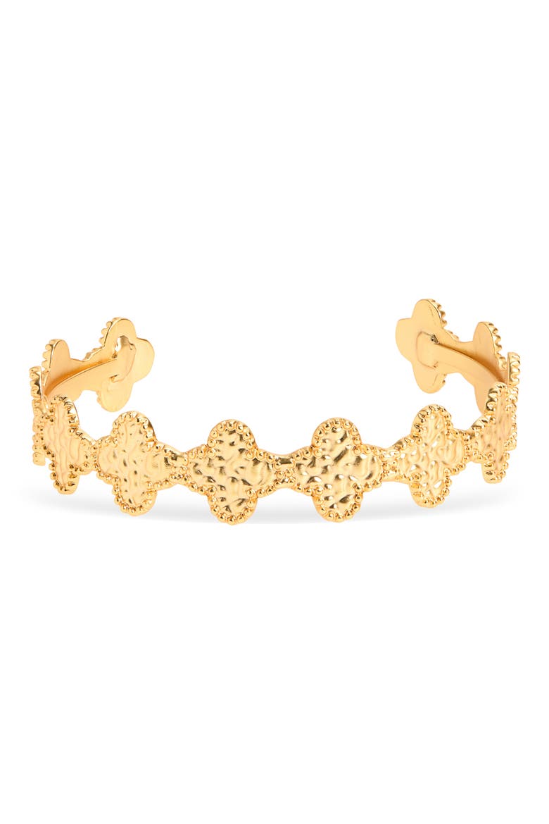 Molten Clover Cuff Bracelet, Main, color, GOLD
