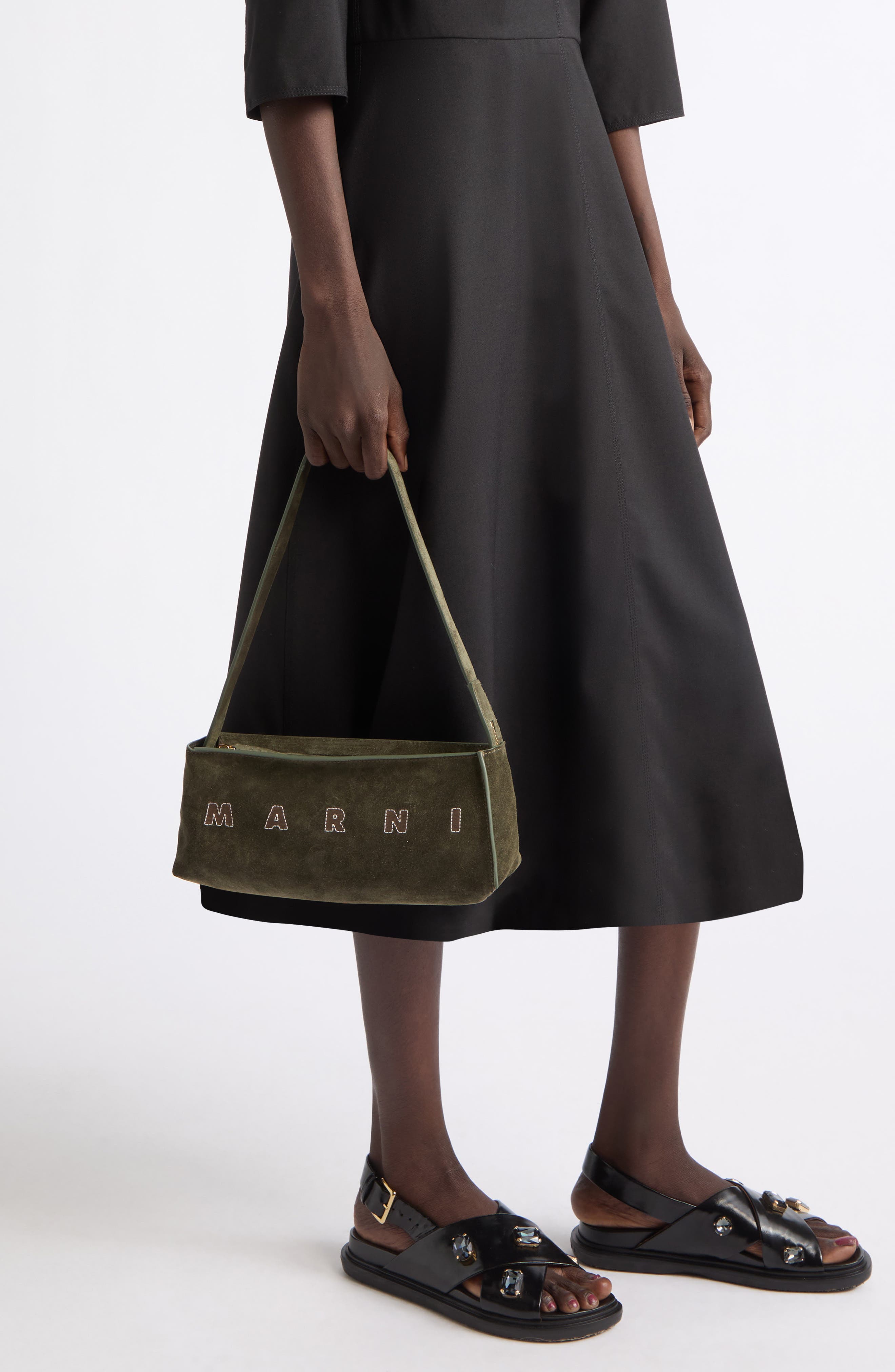 Museo Pochette Suede Hobo Bag, Alternate, color, OLIVE