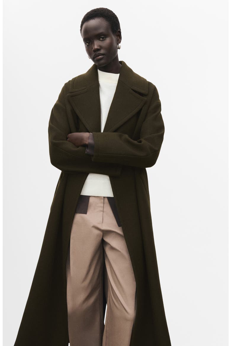 Belted Wool Blend Coat, Alternate, color, KHAKI GREEN