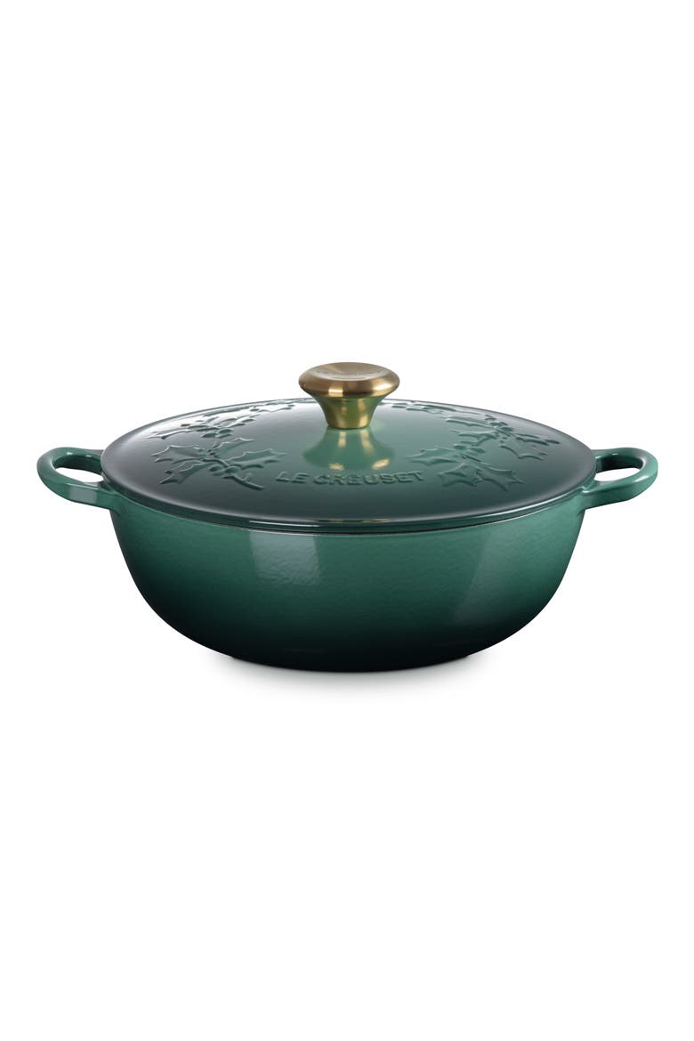 Holly Collection Traditional 4.5-Quart Enamel Cast Iron Dutch Oven with Lid, Alternate, color, ARTICHAUT