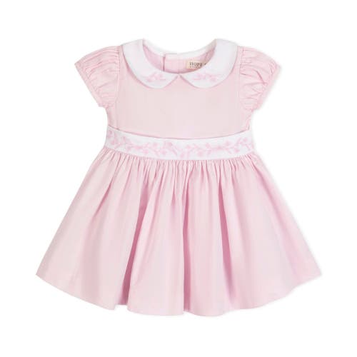 Shop Hope & Henry Baby 3 Piece Sateen Dress With Peter Pan Collar And Bonnet Boxed Gift Set, Infant In Pale Pink Sateen Bonnet Set