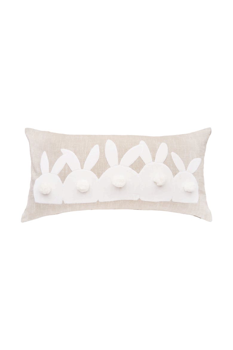 Easter White Bunny Bums w/ Tufted Tails Accent Pillow, 12" x 24", Main, color, Beige