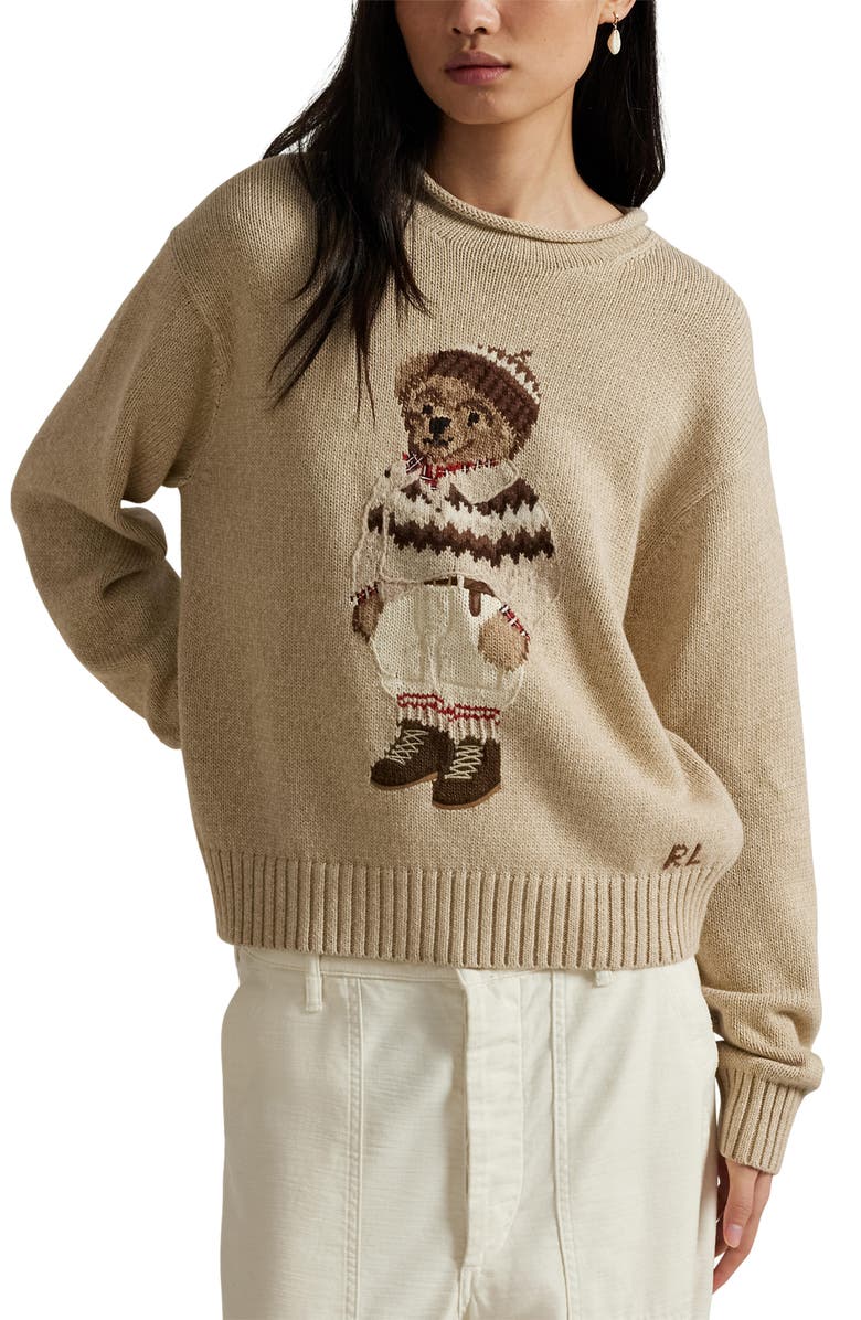 Polo Ralph Lauren Polo Bear Rolled Neck Cotton Sweater, Main, color,