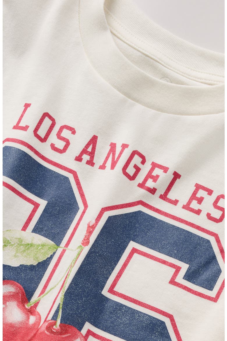 Kids' Crop Cotton Graphic T-Shirt, Alternate, color, IVORY LOS ANGELES