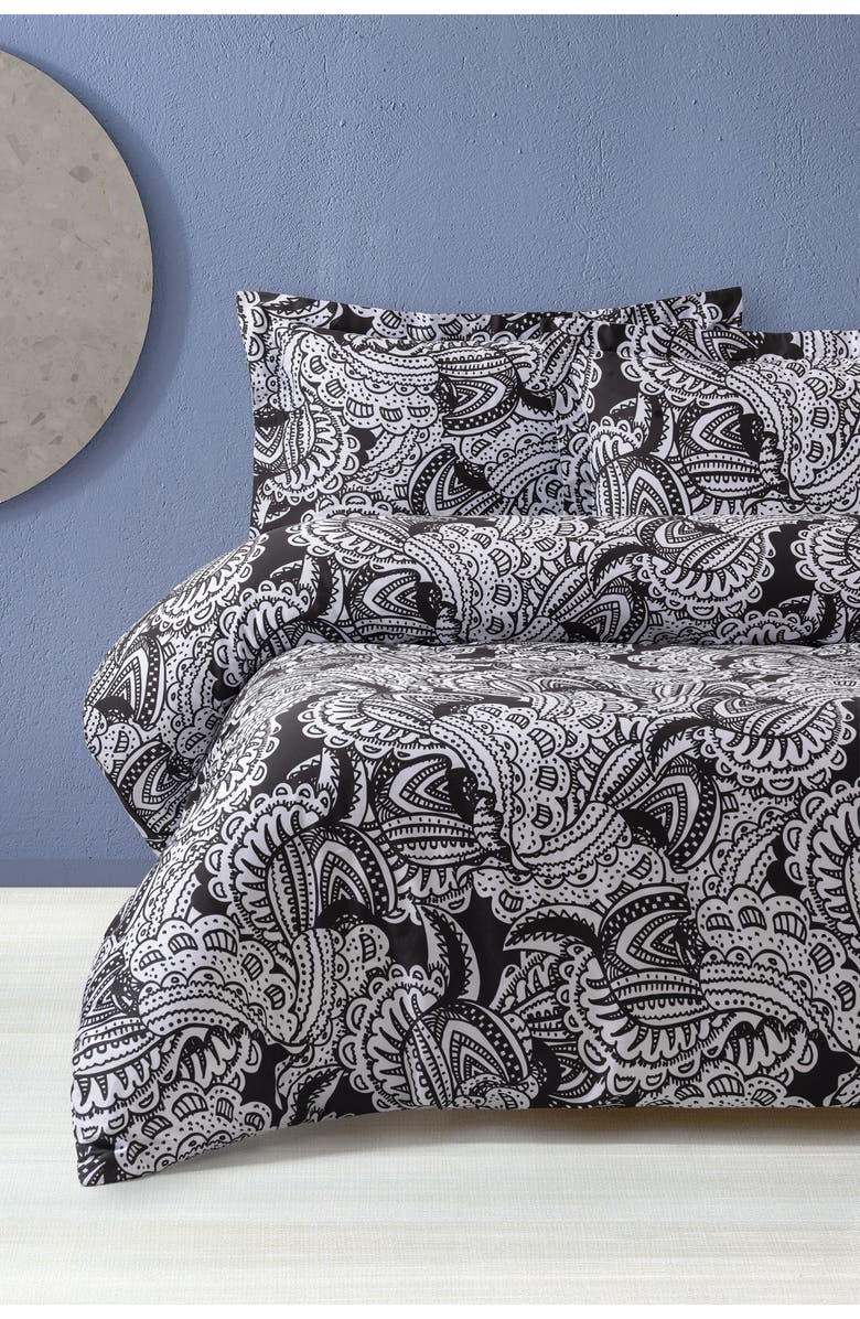 Brooks Brothers Paisley 3-Piece Duvet Set, Alternate, color, Black