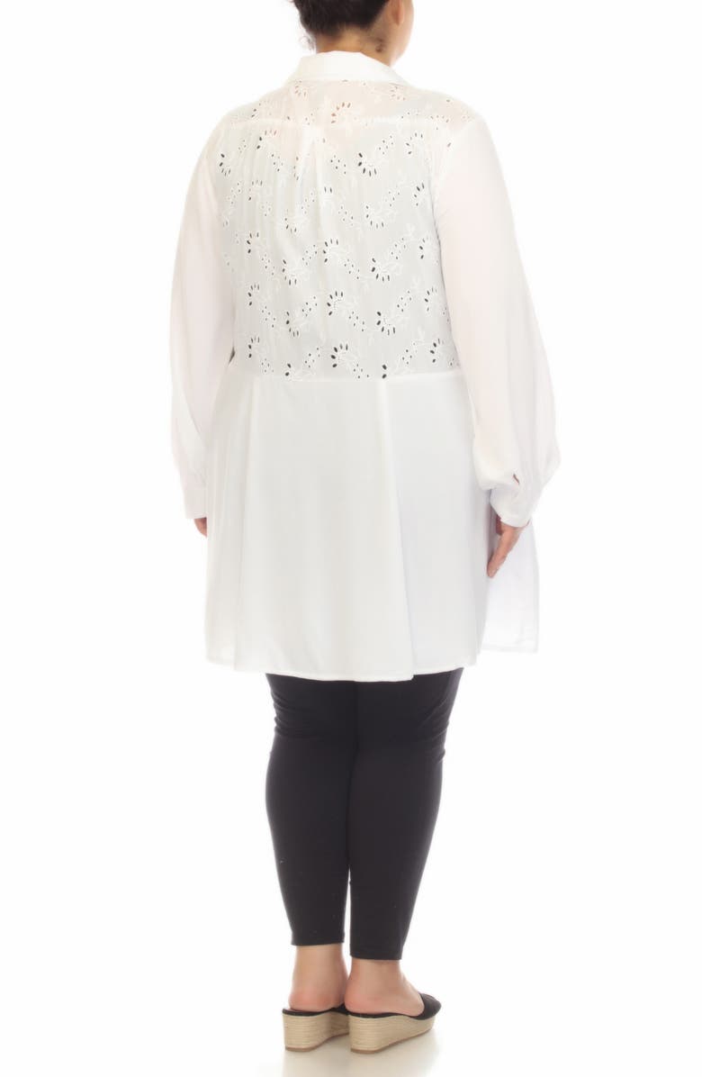 Boho Bloom Embroidered Cotton Tunic with 3/4 Sleeves