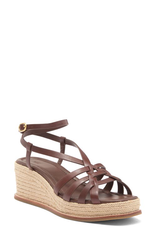 Paige Jill Ankle Strap Espadrille Platform Wedge Sandal In Mahogany