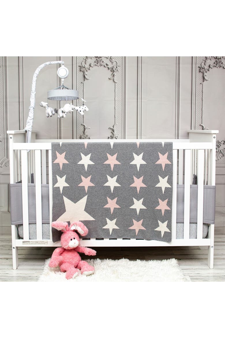 Twinkle Stars Transitional Light Grey Knitted 32" x 40" Baby Blanket, Alternate, color, LIGHT GREY