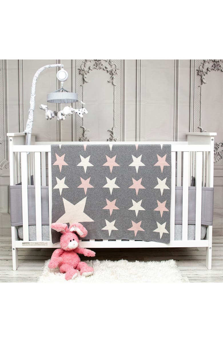 PARKLAND COLLECTION Twinkle Stars Transitional Light Grey Knitted 32" x 40" Baby Blanket, Alternate, color, Light Grey