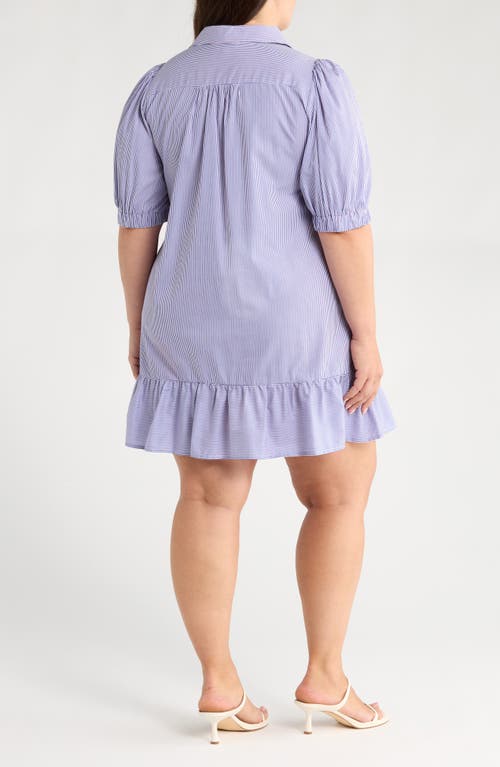 Sugarlips Fannie Striped Levy Button Down Shift Dress In Blue In Multi