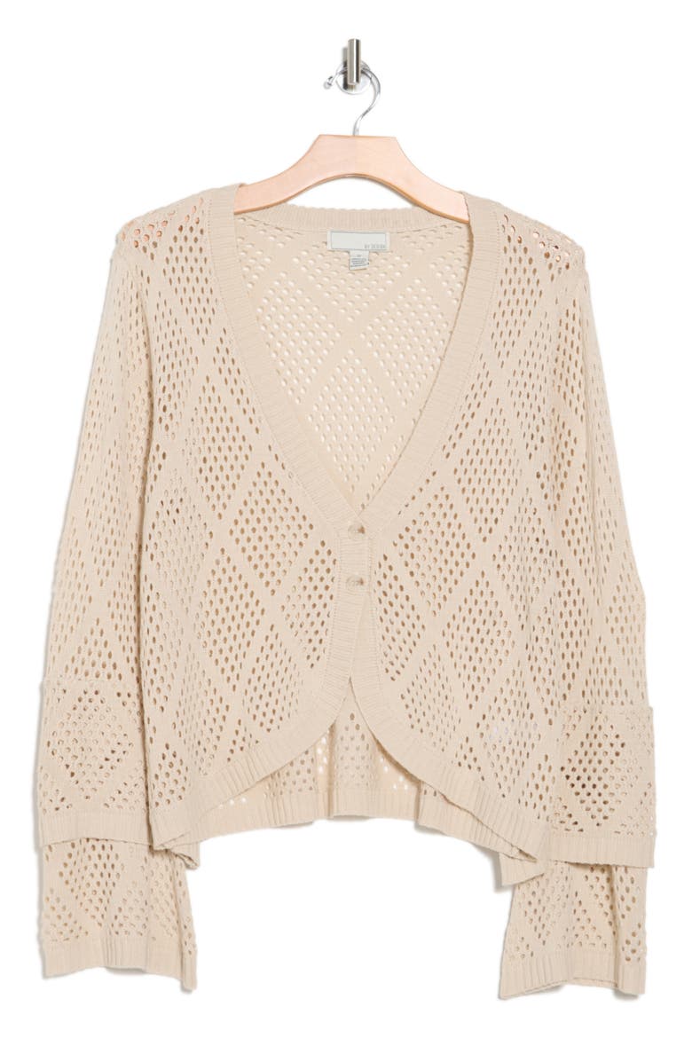 Regina Pointelle Knit Cardigan, Alternate, color, SAND