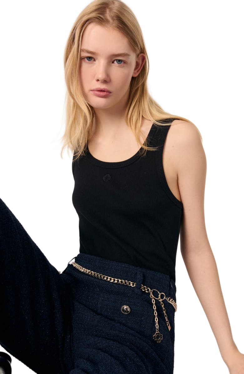 maje Rib knit tank top, Alternate, color, 