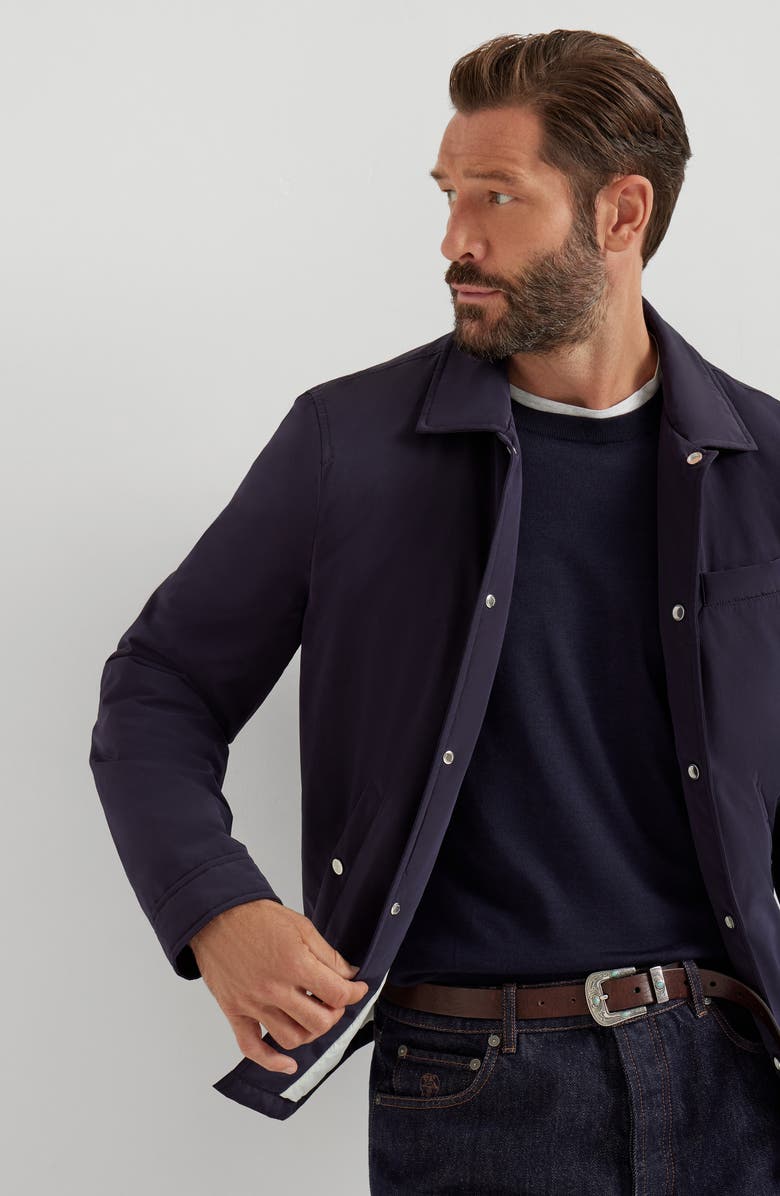 Brunello Cucinelli Shirt-style outerwear jacket, Alternate, color, Blue
