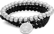 STEELTIME Men's Set of 3 Beaded Stretch Bracelets