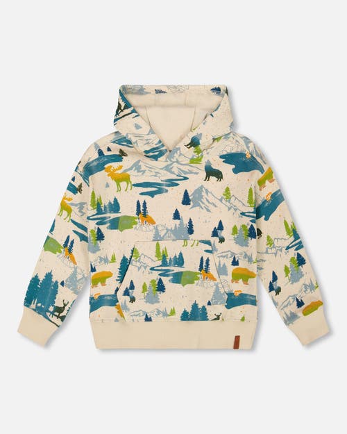 Deux Par Deux Hooded Fleece Sweatshirt In Multi