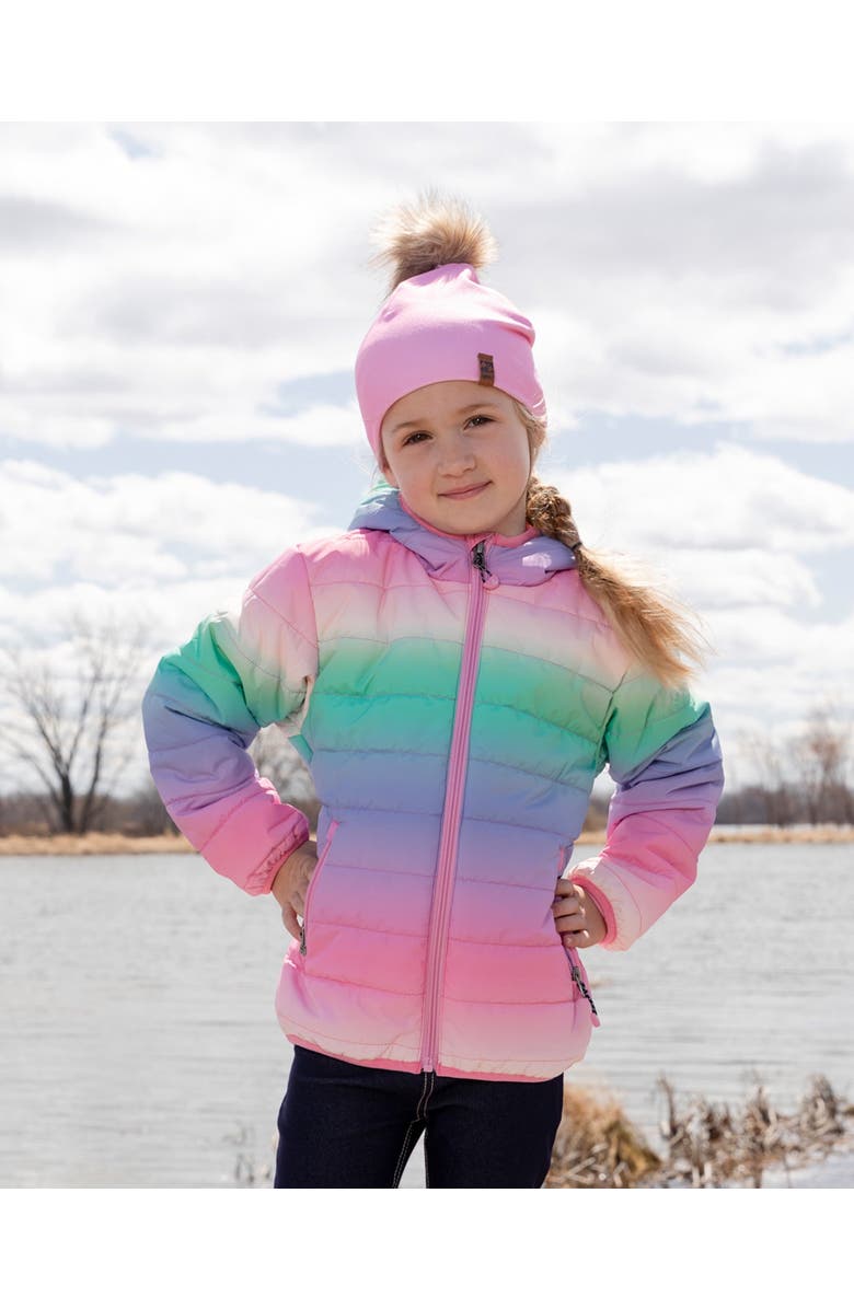Deux par Deux Girl Quilted Mid-Season Gradient Jacket, Alternate, color, Multicolor Gradient