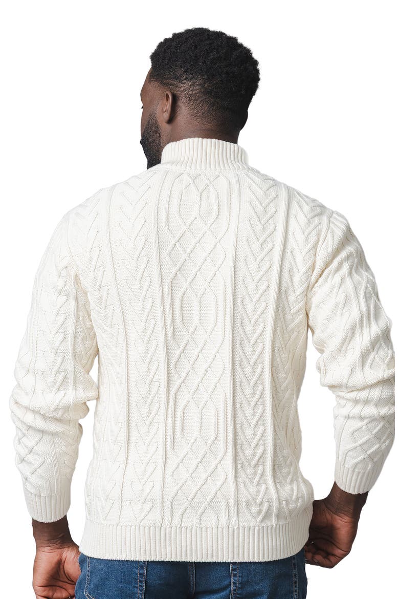 Organic Mock Neck Cable Sweater, Alternate, color, Ivory Twist Cable