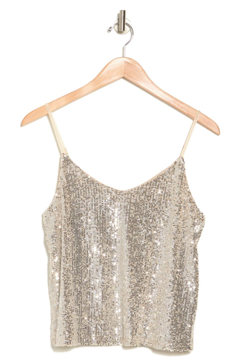 Steve Madden Stretch Sequin Camisole, Alternate, color, Silver Sequin