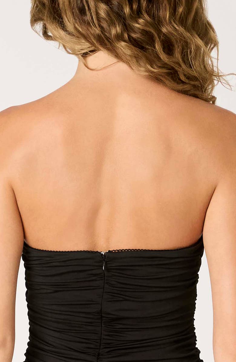 Nia Janay Mixed Media Strapless Bubble Hem Cotton Minidress, Alternate, color, White