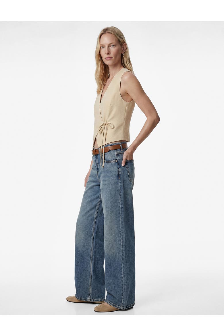 Sleeveless V-Neck Wrap Vest with Tie, Main, color, STONE