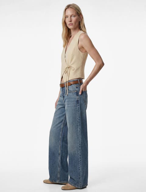 Sleeveless V-Neck Wrap Vest with Tie