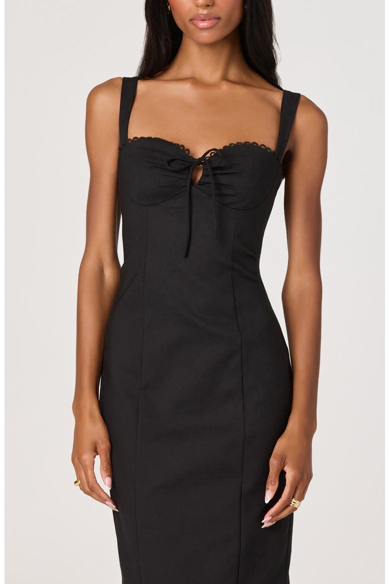 Raziela Scalloped Trim Pencil Dress, Alternate, color, BLACK
