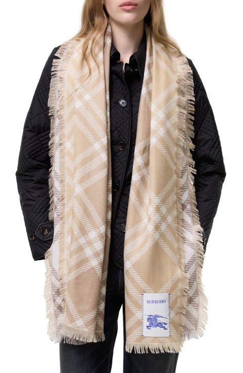Gradient Check Wool & Silk Scarf