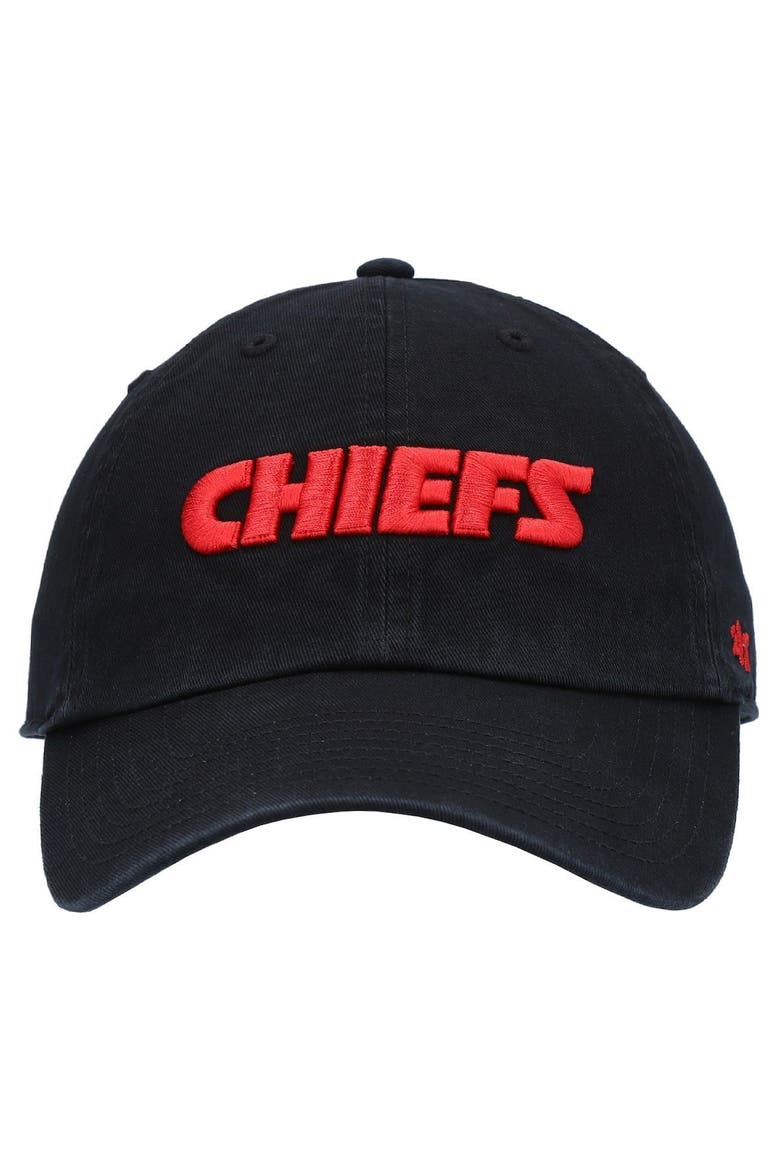 Men's '47 Black Kansas City Chiefs Clean Up Script Adjustable Hat, Alternate, color, Black