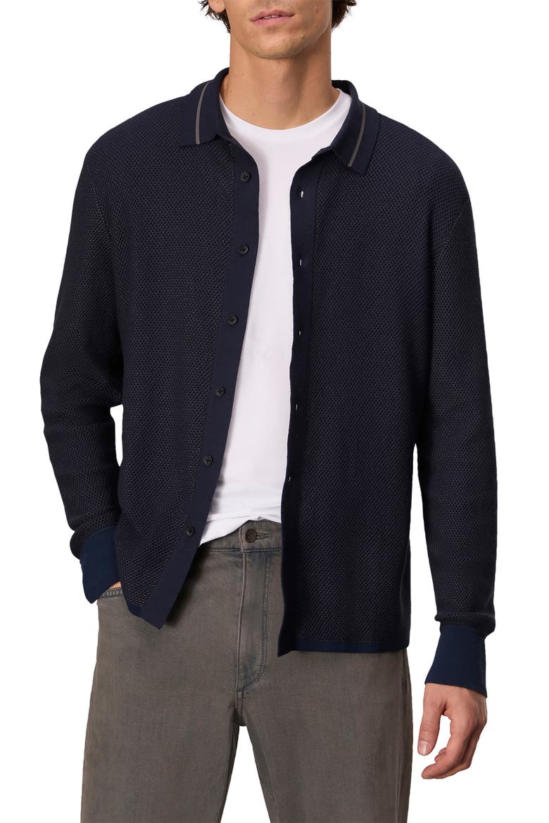Harvey Piqué Button-Up Shirt, Main, color, SALUTE