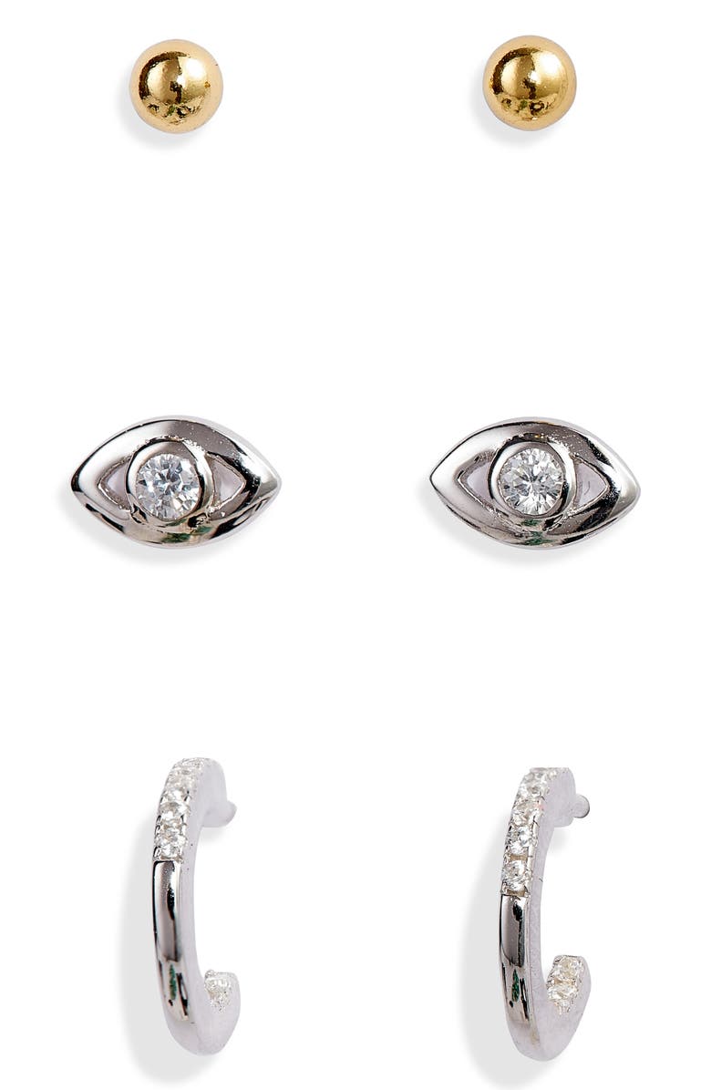 Argento Vivo Sterling Silver Argento Vivo Set of 3 Earrings, Main, color,