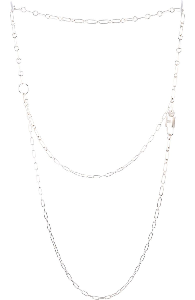 Pre-Owned Hermes Alphakelly Long Necklace Sterling Silver, Main, color, Silver