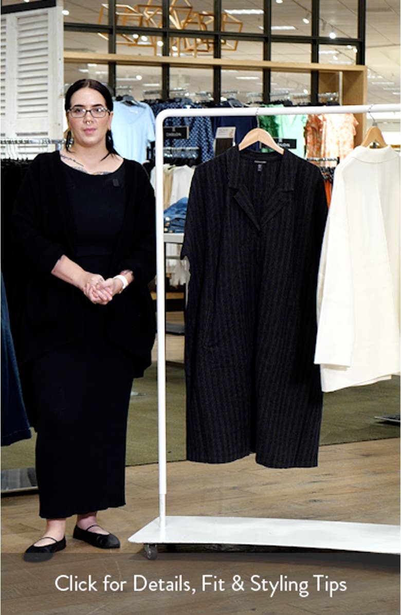 Notch Collar Organic Cotton Blend Shirtdress, sales video thumbnail