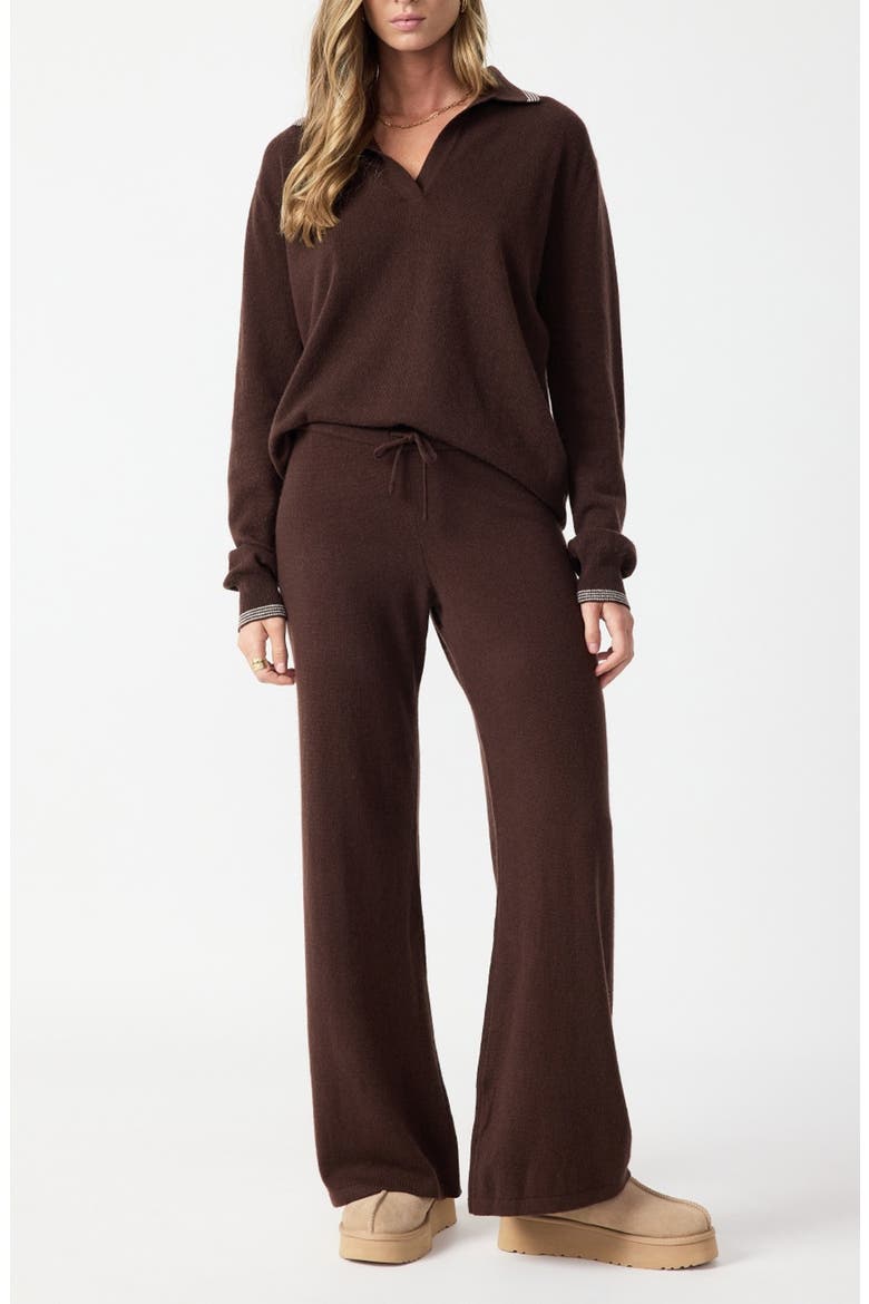 Amelie Cashmere Blend Knit Wide Leg Pants, Alternate, color, BROWN