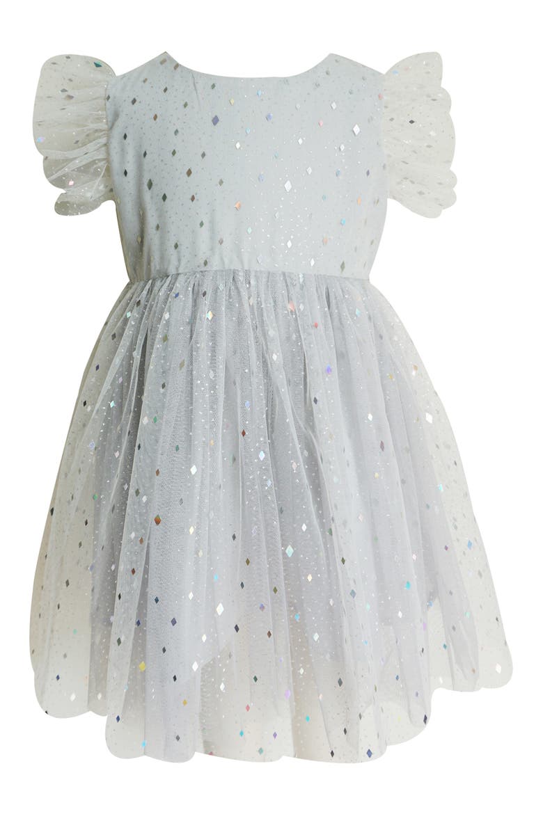 Kids' Diamond Foil Tulle Party Dress, Main, color, GREY
