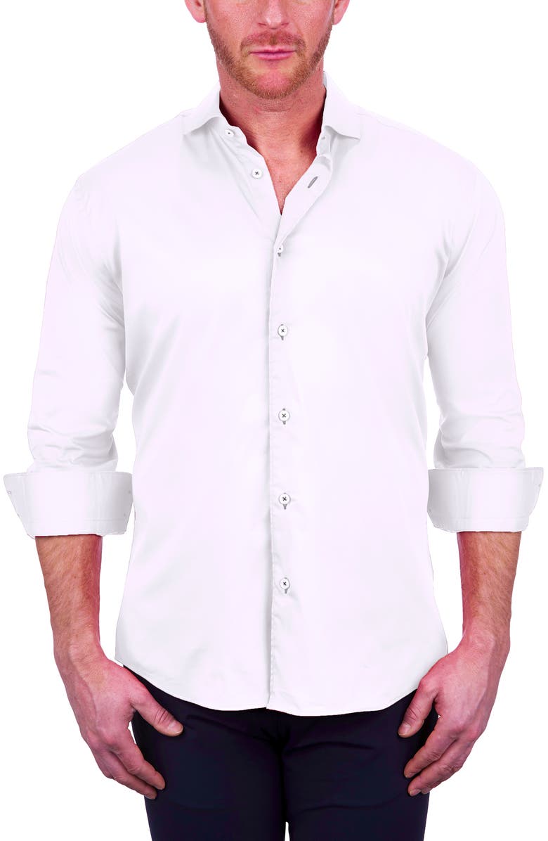 Maceoo Einstein Stretch Cotton-Blend Button-Up Shirt, Alternate, color, White