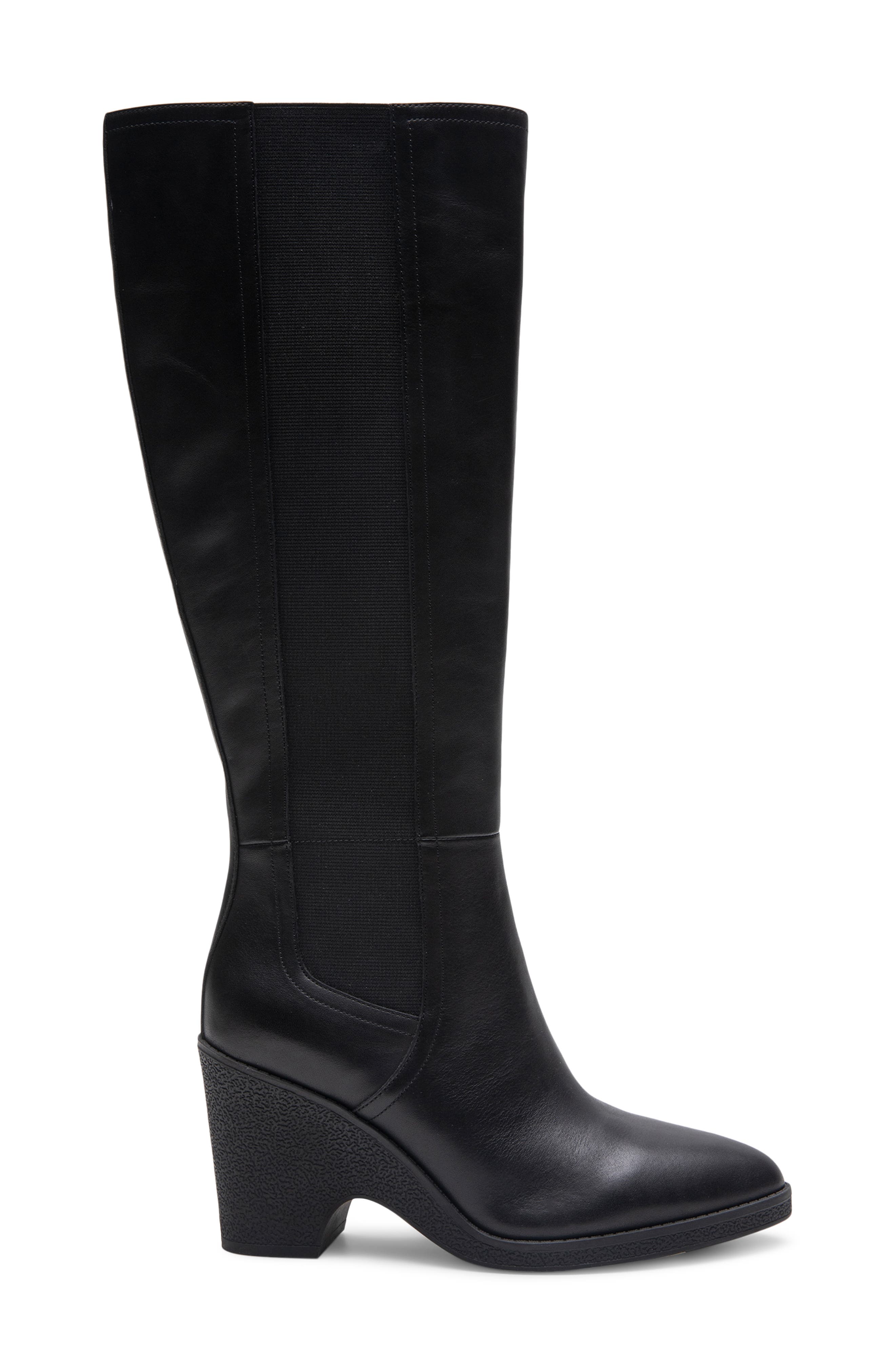 Aerosoles Memphis Wedge Knee High Boot, Alternate, color, Black Leather/ Crepe Wedge