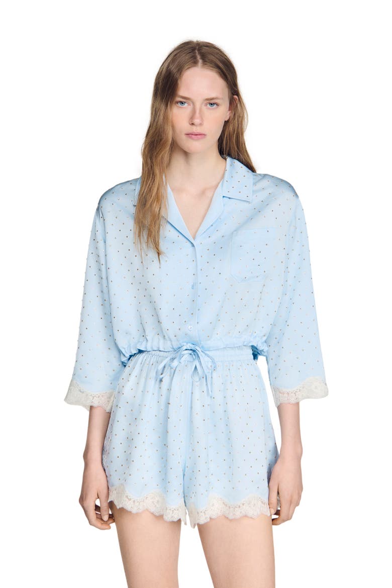 Shirt embellished with rhinestones, Alternate, color, Sky blue