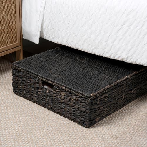 Happimess Holden 30" Classic Costal Hand-woven Hyacinth Wicker Under Bed Storage Basket With Lid In Brown