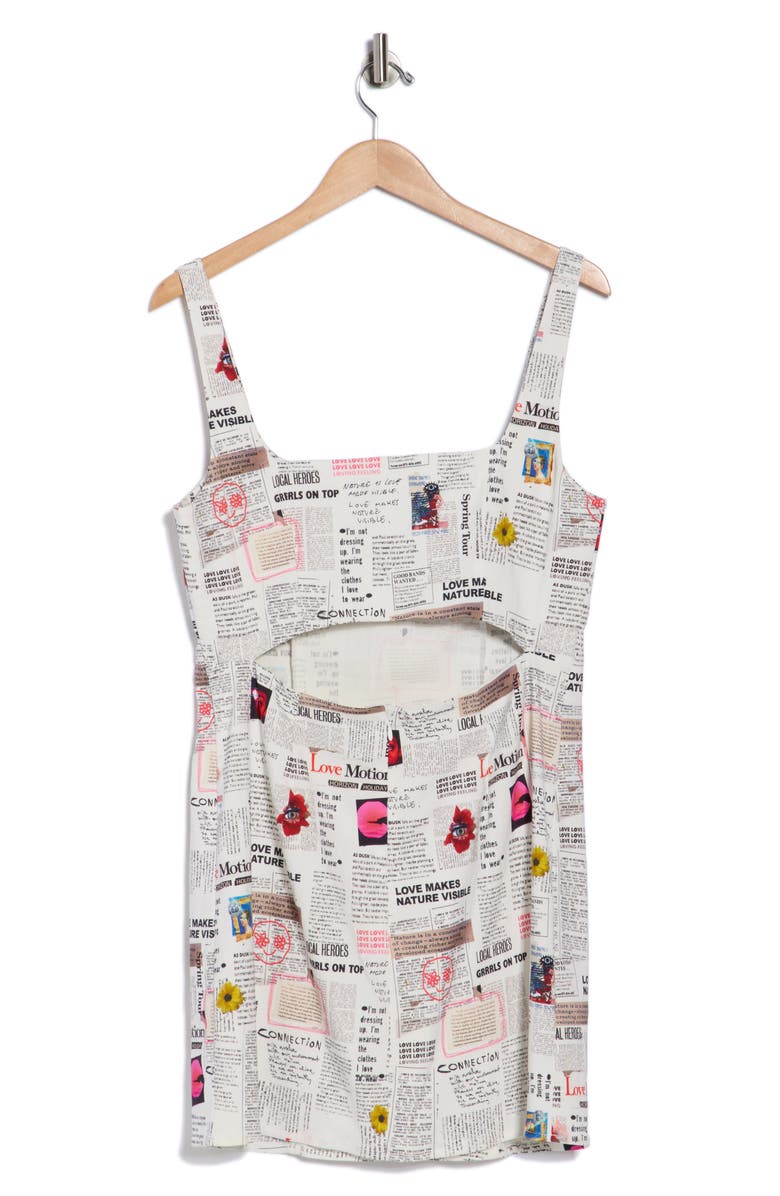Desigual Newsprint Body-Con Minidress, Alternate, color, White
