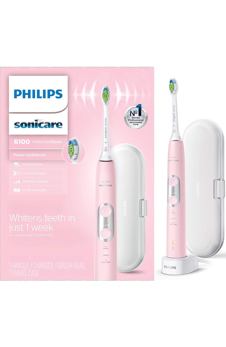 Philips Sonicare ProtectiveClean 6100 Electric Toothbrush Pink Case, Main, color, Pastel Pink