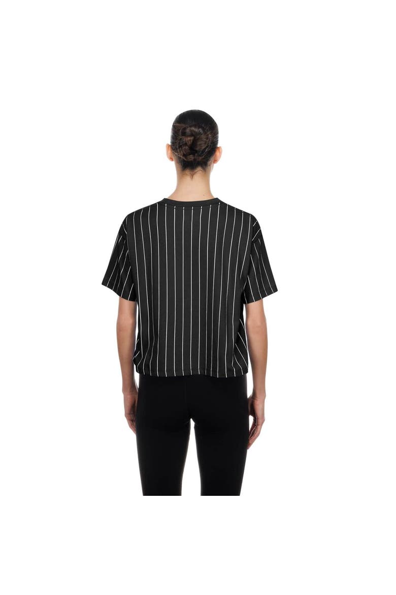 Women's New Era  Black LA 2028 Summer Olympics Mesh Back Pinstripe Boxy T-Shirt, Alternate, color, Black
