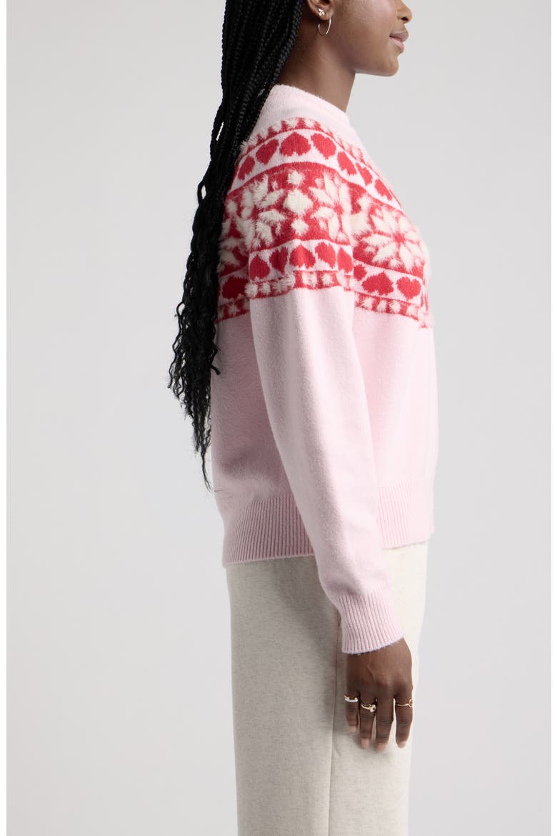 Fair Isle Crewneck Sweater, Alternate, color, RED- IVORY CLARA MIX FAIRISLE