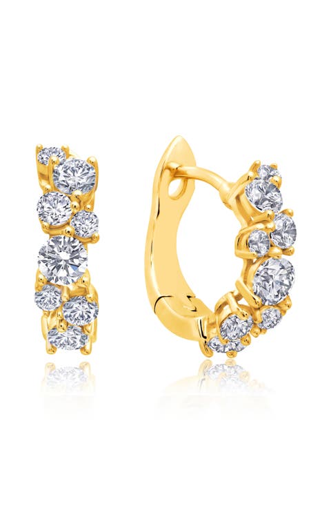Cubic Zirconia Cluster Petite Hoop Earrings