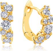 Crislu Cubic Zirconia Cluster Petite Hoop Earrings